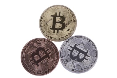 Altın gümüş ve Bronz sikke bitcoin