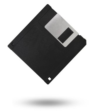 PC için beyaz arkaplan üzerindeki eski siyah disket