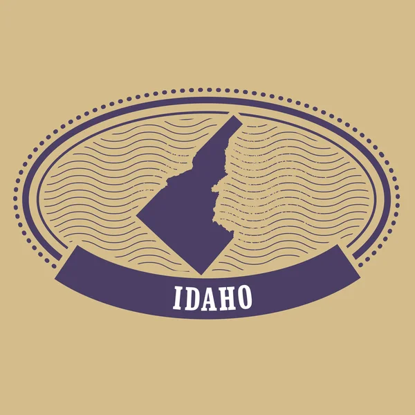 Idaho kaart silhouette - ovaal stempel van staat — Stockvector