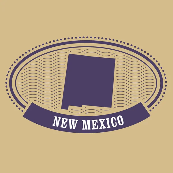 New Mexico kaart silhouette - ovaal stempel van staat — Stockvector