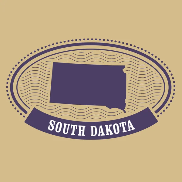 South Dakota kaart silhouette - ovaal stempel van staat — Stockvector