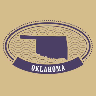Oklahoma harita siluet - devlet oval pul