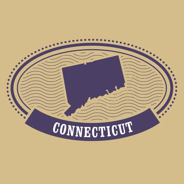 Connecticut map silhouette - oval stamp of state — Stock Vector