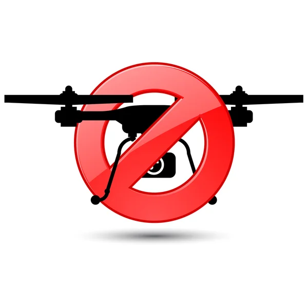 Quadcopter 航班禁止标志-无人机剪影 — 图库矢量图片