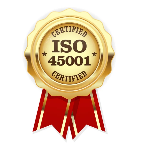 ISO 45001 standard certified rosette - occupational health and s — Stockový vektor