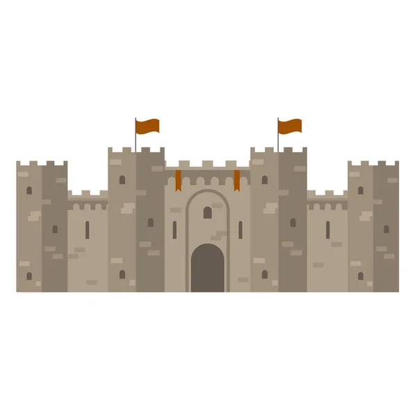 Medieval castle with fortified wall and towers — Stock Vector