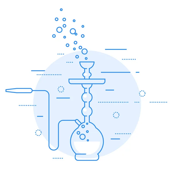 물 담 뱃 대 라운지 바 엠 블 럼-라인 아트 스타일 shisha 포스터 — 스톡 벡터