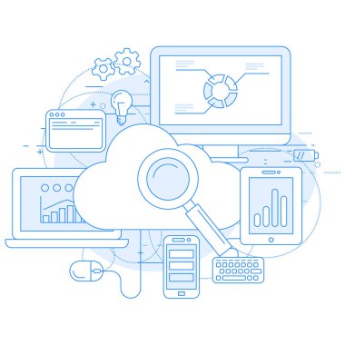 Cloud computing service and internet abstract design clipart