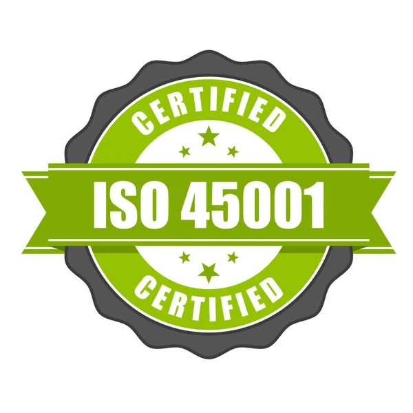 Emblema de certificado padrão ISO 45001 - saúde e segurança —  Vetores de Stock