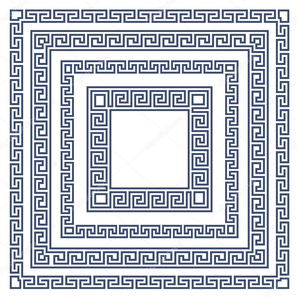 Square frame with greek ornament, meander style pattern 