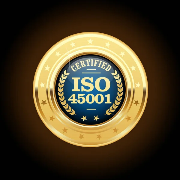 Medalha-padrão ISO 45001 - Saúde e segurança no trabalho — Vetor de Stock