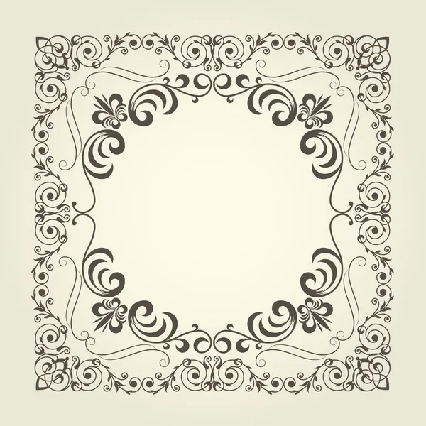 Marco cuadrado ornamental art nouveau con patrón rizado — Vector de stock