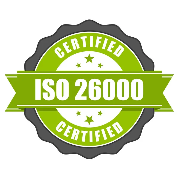 Insigne de certificat ISO 26000 - Responsabilité sociale — Image vectorielle