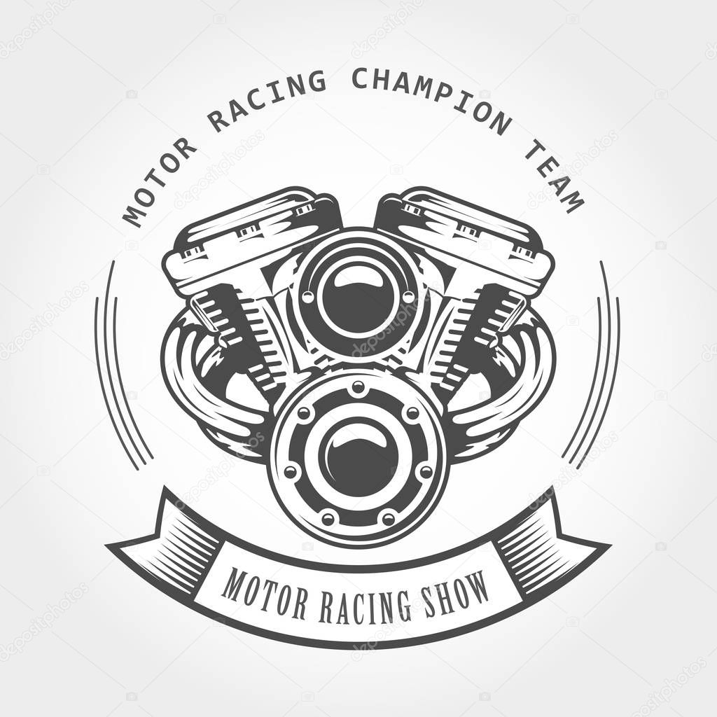 Motorcycle engine - chopper motor, bike show emblem