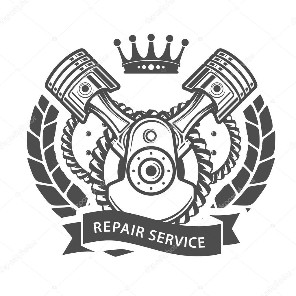 Auto repair service emblem - symbolic engine — Stock Vector © gomixer