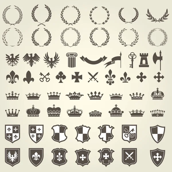 Kit héraldique de blazons chevaliers et d'armoiries - medie — Image vectorielle