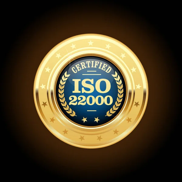 ISO 22000 Standardmedaille - Management der Lebensmittelsicherheit — Stockvektor