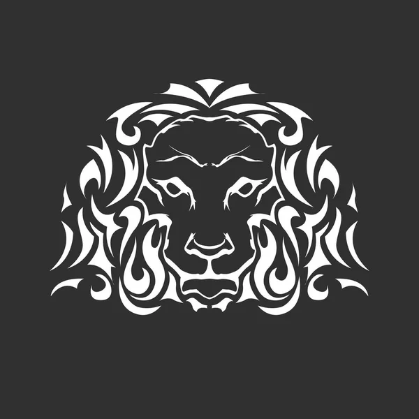 Cabeza de león en estilo tatuaje - vista frontal — Archivo Imágenes Vectoriales