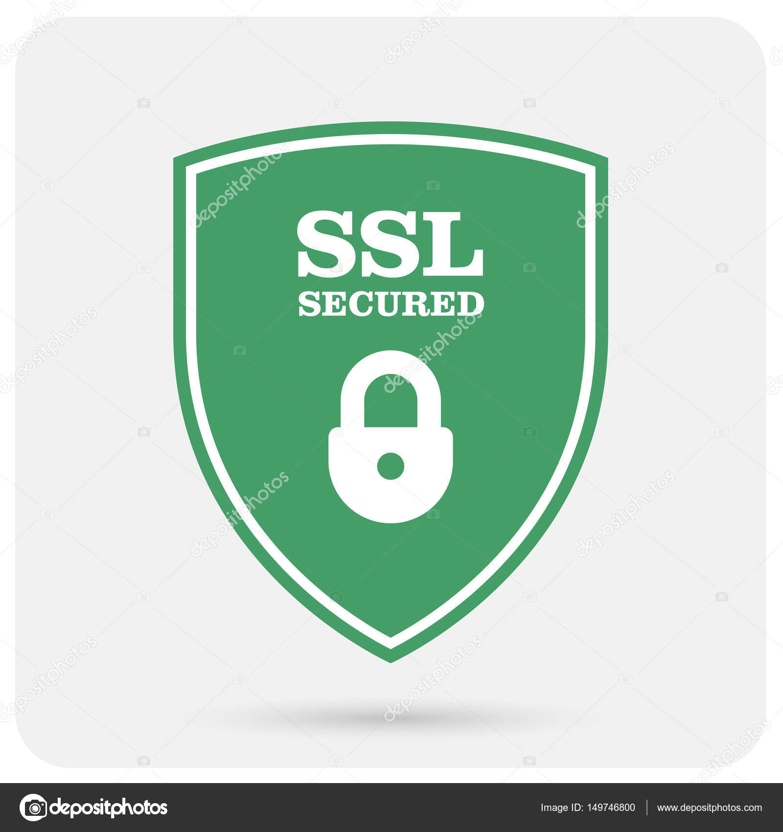 Ssl Certificate Shield With Padlock Secure Website Emblem Stock