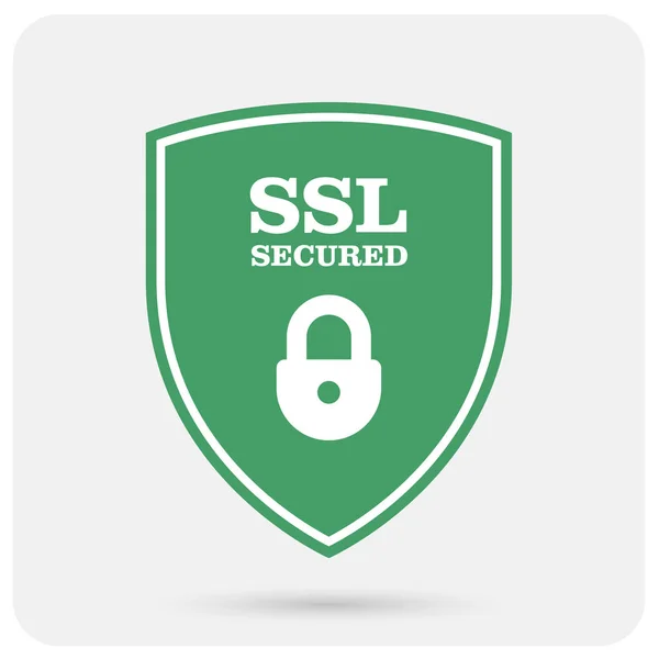 SSL certifikát štít s visacím zámkem - zabezpečené webové stránky znak — Stockový vektor