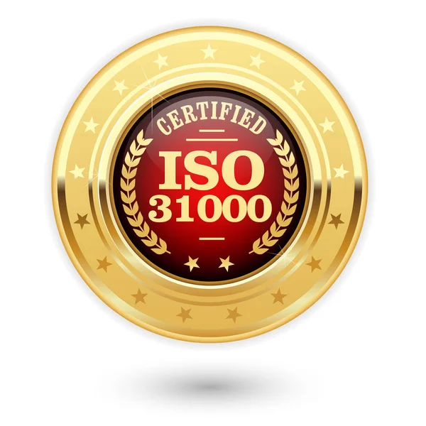 ISO 31000 certified medal - Risk management — Stock Vector