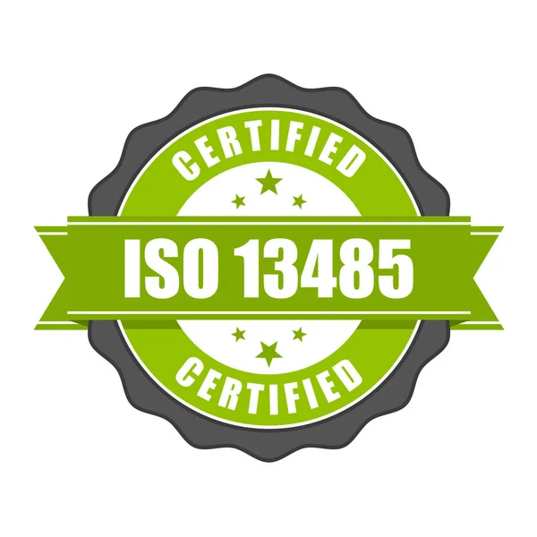 Insignia de certificado estándar ISO 13485 - dispositivos médicos — Vector de stock