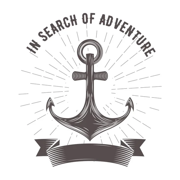 航海会徽与锚和横幅 — 图库矢量图片