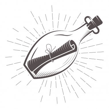 Bir şişe - İmdat çağrısı ile vintage Not iletide sos