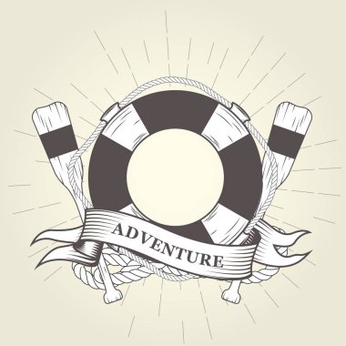 Hayat şamandıra, kürek ve ip - deniz amblemi