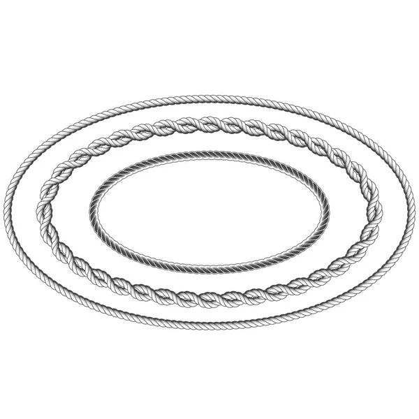 Cadre torsadé en corde de forme ovale - bord elliptique — Image vectorielle