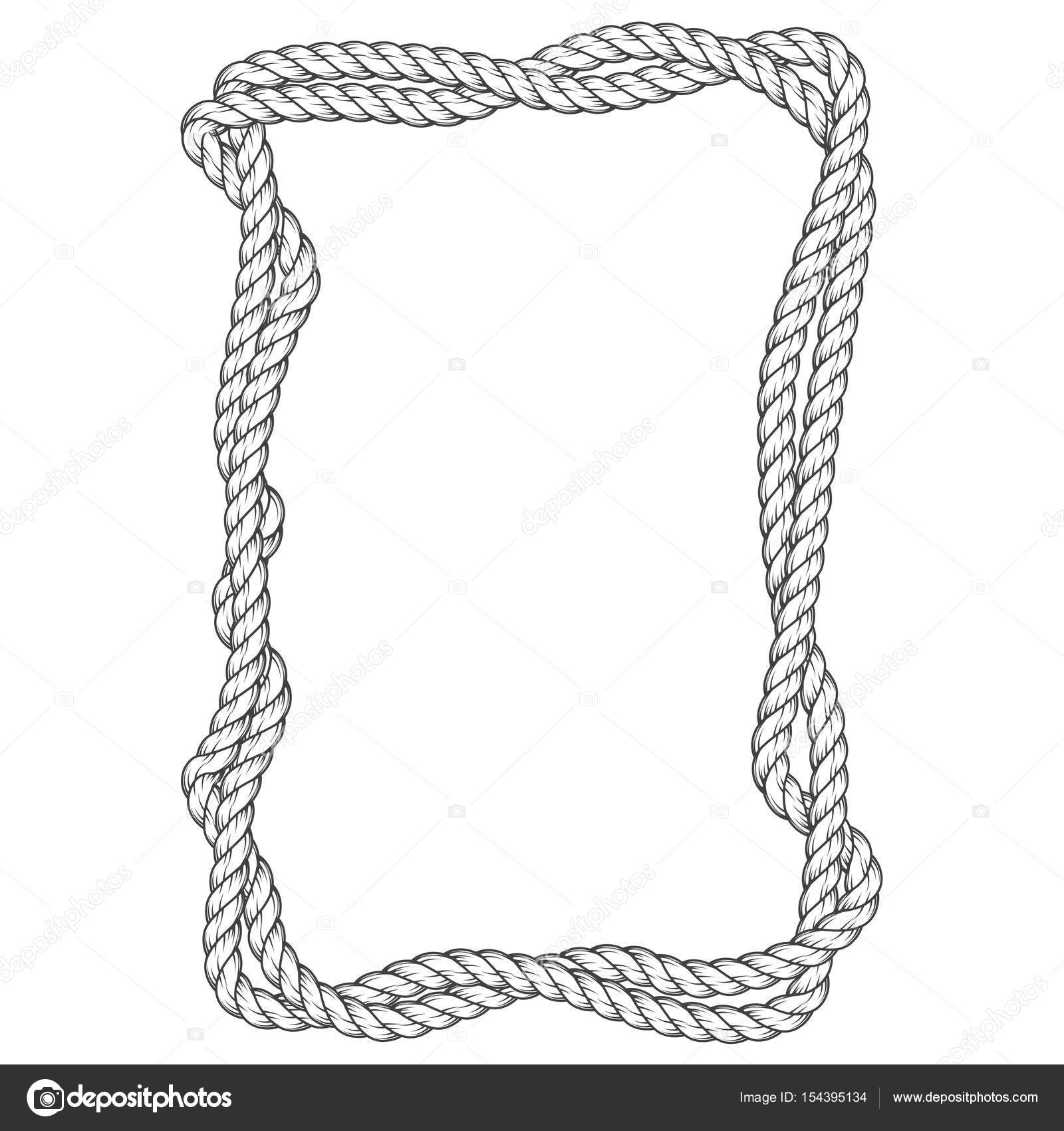 Twisted rope frame - two interlaced ropes square border Stock