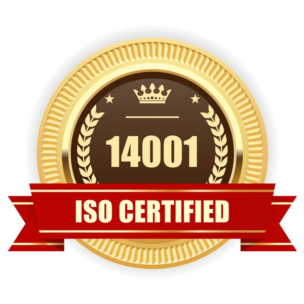 ISO 14001 certifierade medalj - miljöledning — Stock vektor