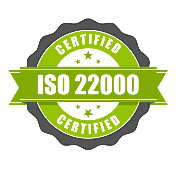 Emblema de certificado padrão ISO 22000 - Gestão da segurança alimentar —  Vetores de Stock