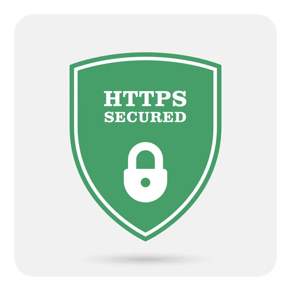HTTPS ασφαλής ιστοσελίδα - Ssl πιστοποιητικό ασπίδα με λουκέτο — Διανυσματικό Αρχείο