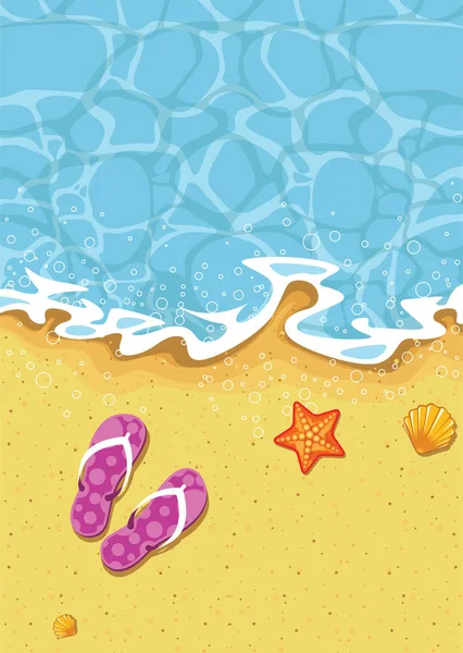 Havet våg på stranden sand - sommarlov — Stock vektor