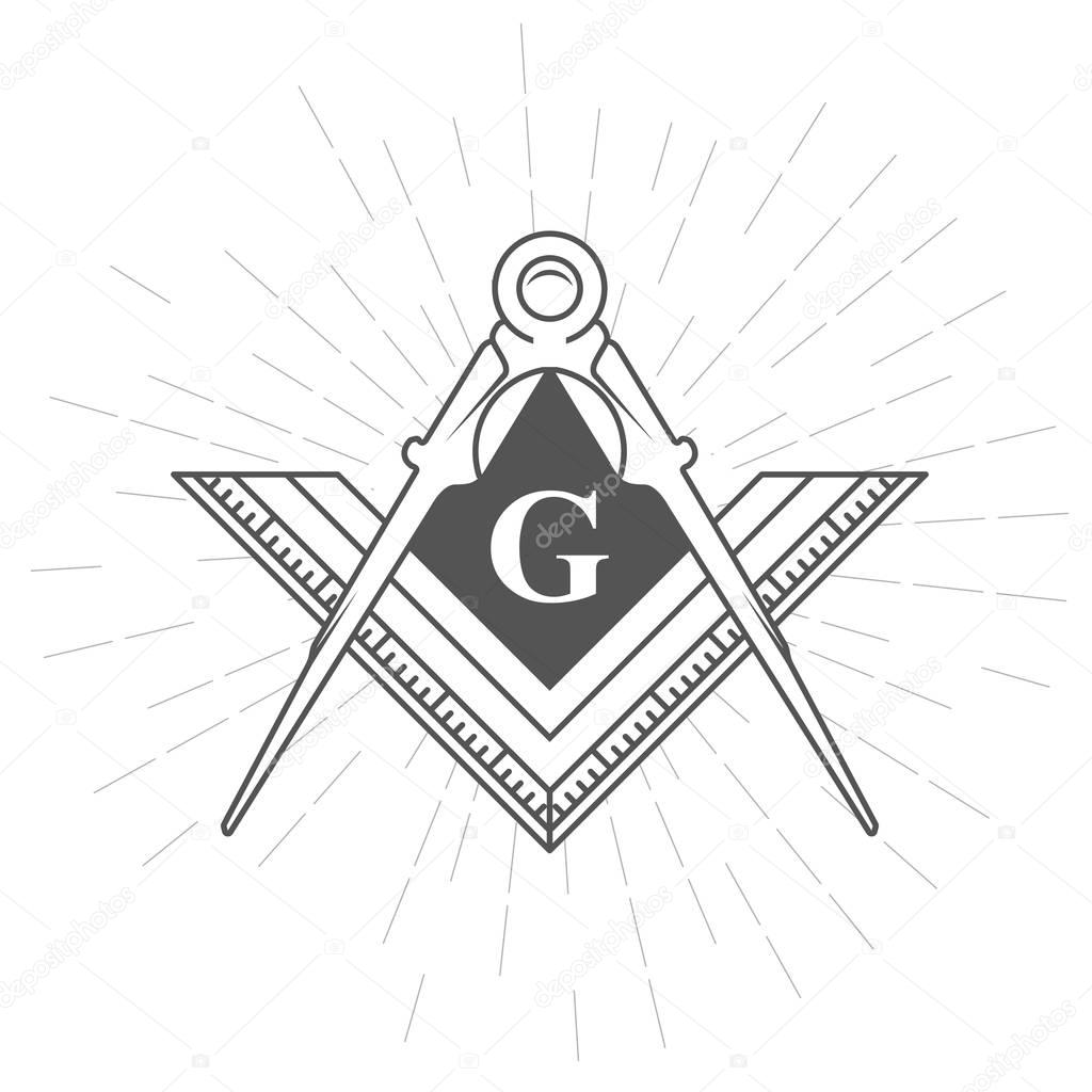 Freemason symbol - illuminati logo with compasses and ruler
