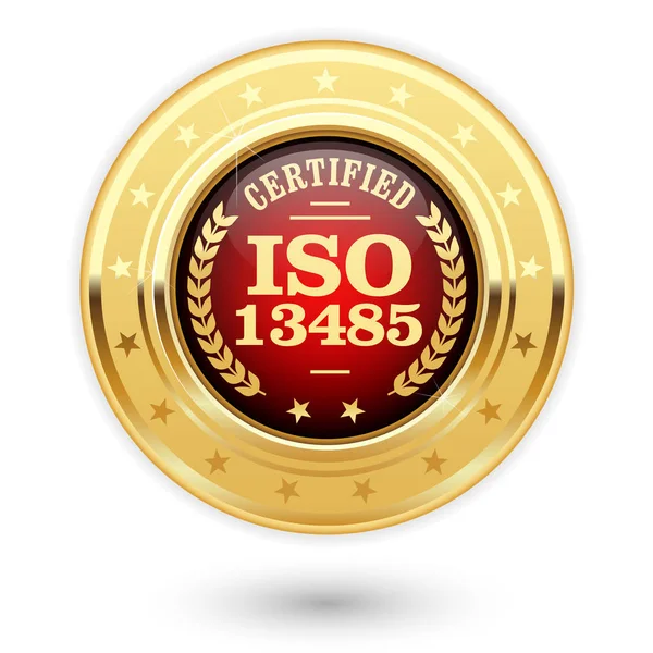 Iso 13485 인증된 메달-의료 기기 — 스톡 벡터