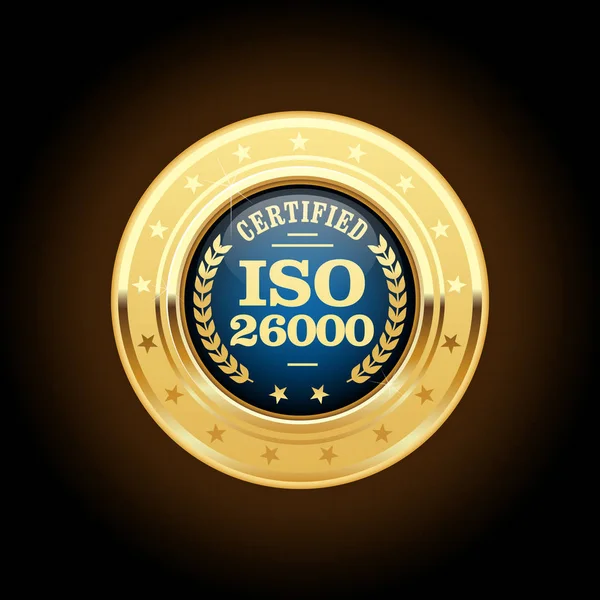 ISO 26000 standard medalj - socialt ansvar — Stock vektor