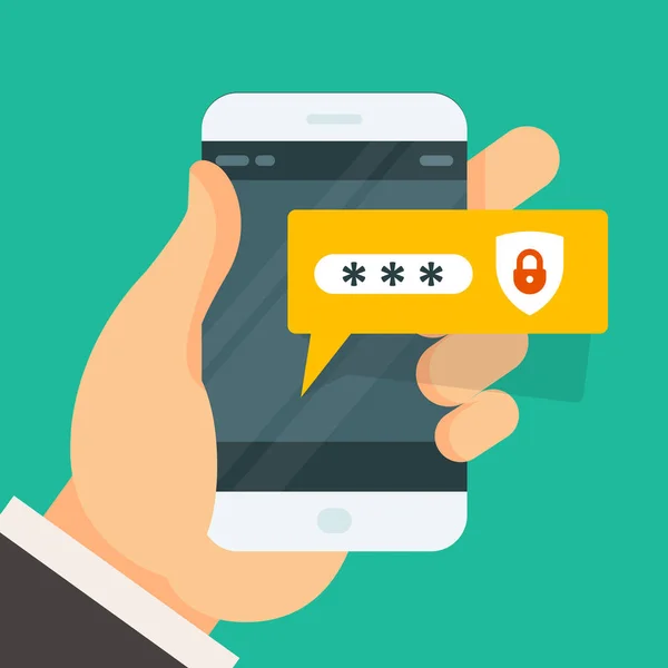 Password entering on smartphone - smart phone login — Stock Vector