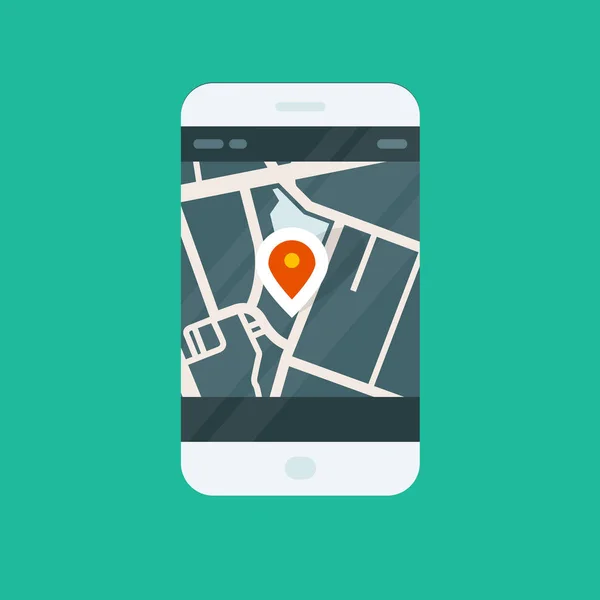 Miasto nawigacji smartphone app - lokalizacja na mapie — Wektor stockowy