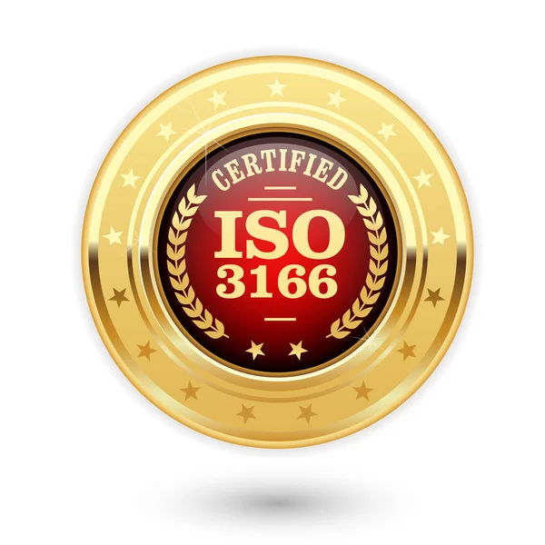ISO 3166 madalya - ülke kodları sertifikalı — Stok Vektör