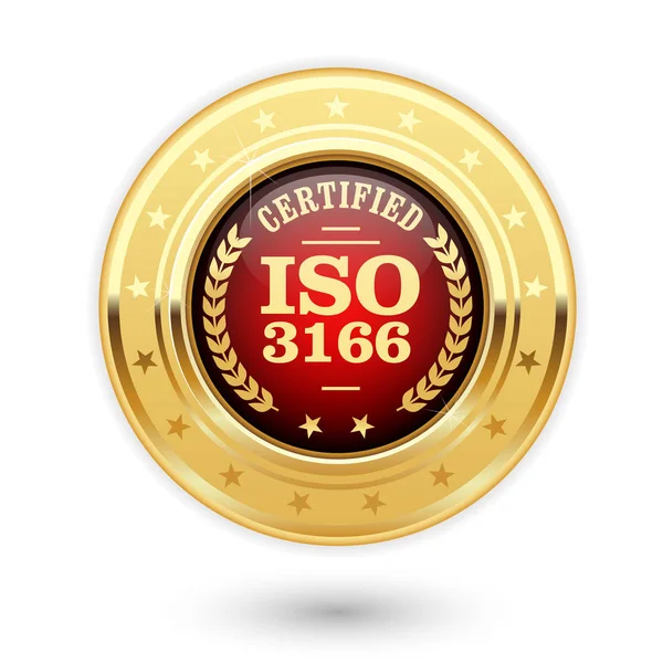 Medaglia certificata ISO 3166 - codici paese — Vettoriale Stock