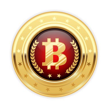 Altın madalya - cryptocurrency simgesi Bitcoin sembolü