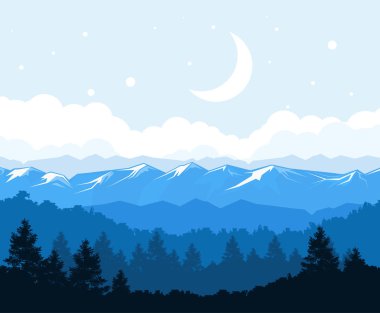 Sisli ormanı eteklerinde, dağlar - kayalar manzara 