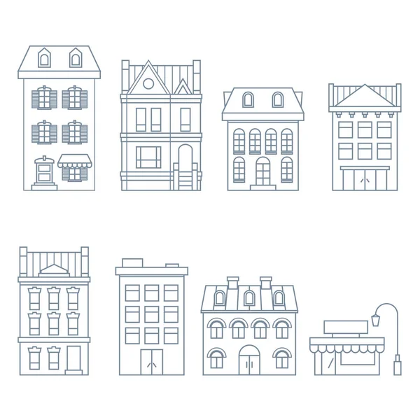 Buildings and houses in european style - townhouse, condo and ho — Stock Vector