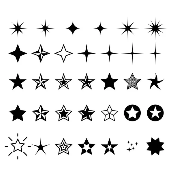 Iconos estrella - clasificación, rango y decoración de símbolos estrella — Vector de stock