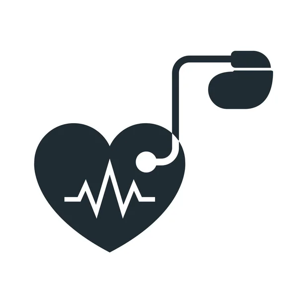 Icône de stimulateur cardiaque artificiel avec traçage des impulsions — Image vectorielle