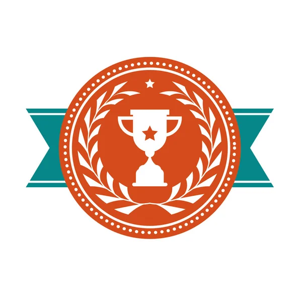 Odznakę - nagrodę medal z sport cup — Wektor stockowy
