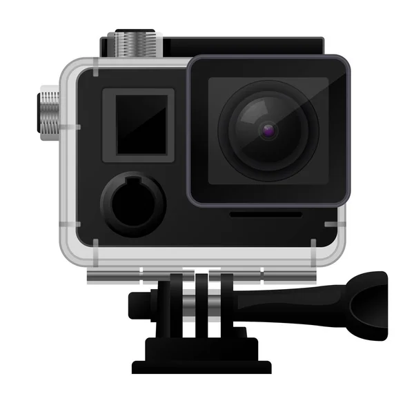 Action camera in waterproof case - sport cam icon — Stock Vector