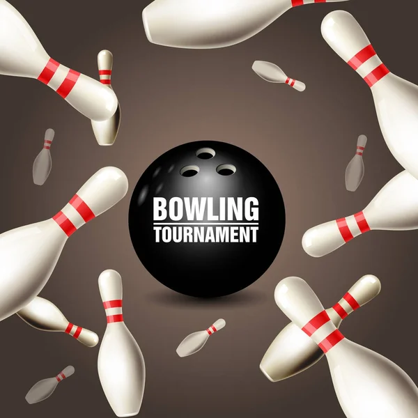 Karta zaproszenie turnieju - ramki pływające kręgle Bowling — Wektor stockowy